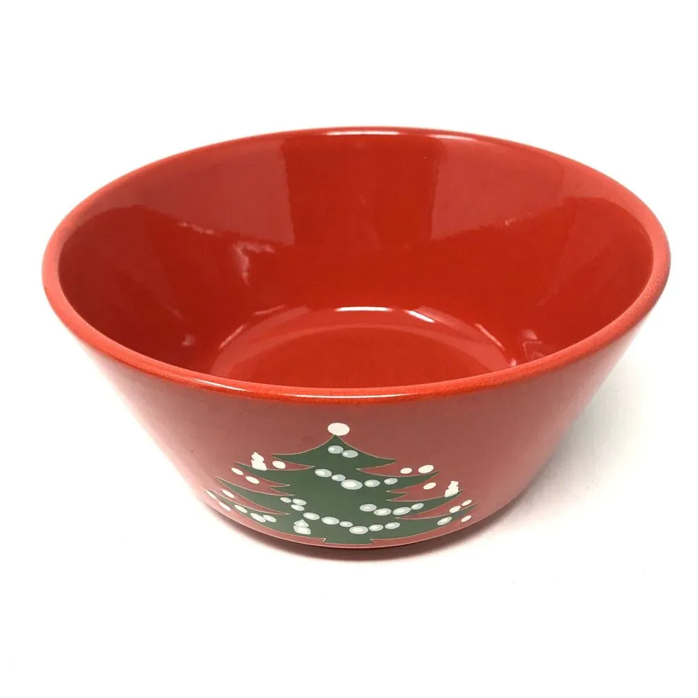 Waechtersbach Red Christmas Tree Serving Bowl Western Germany 9